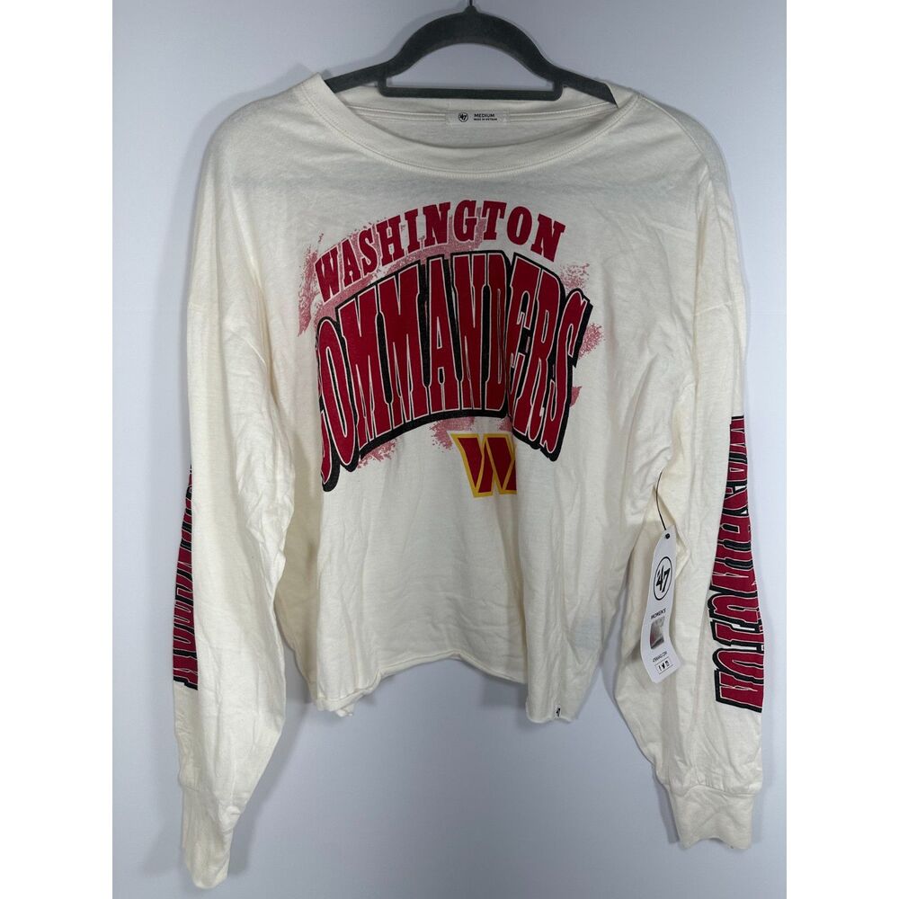 Washington Commanders ’47 Parkway Women’s M Long Sleeve Crop Shirt Cream NWT